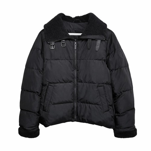 Lauren Ralph Lauren schwarze gefütterte Daunenjacke Kunst-Lammfellkragen Damen Large - Bild 1 von 8