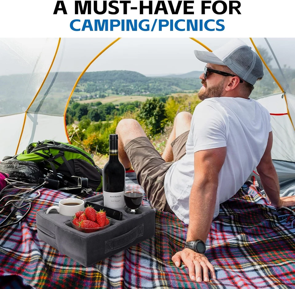 G GOOD GAIN Portavasos Sofá Almohada-Sofá Portavasos Acogedor Amigo | Carrito de Bebidas para Cama Foto 3 de 4