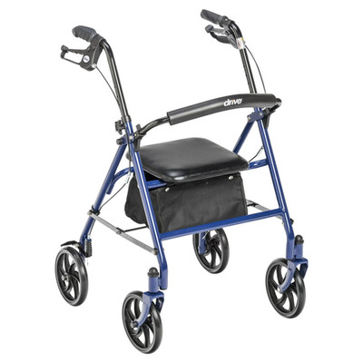 Drive Medical Four Wheel Rollator Rolling Walker with Fold Up Removable Back Sup