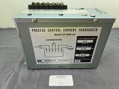 Scientific Columbus CT-510P-A7 Current Transducer 0-5A 4-20mA 120VAC - Used