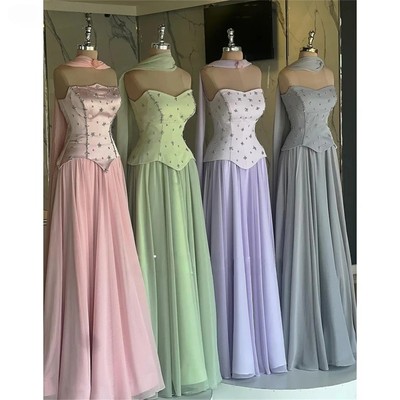 Evening Dresses Elegant Luxury Evening Dress Line A Tube Top Custom Made Prom