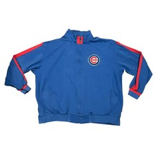 Majestic Chicago Cubs MLB Baseball Blue Red Track Jacket Full Zip 3XL FLAWS