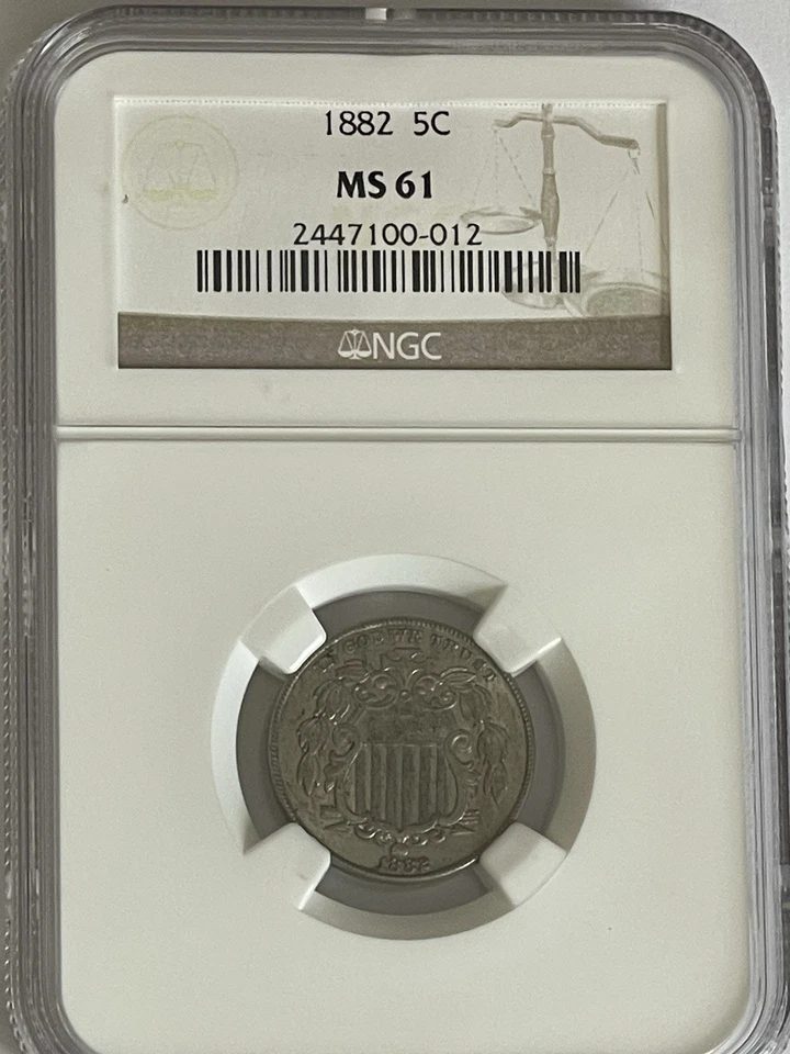 1882 SHIELD NICKEL NGC MS 61 Variety 2 Liberty Head Fast Shipping - Image 2 of 4
