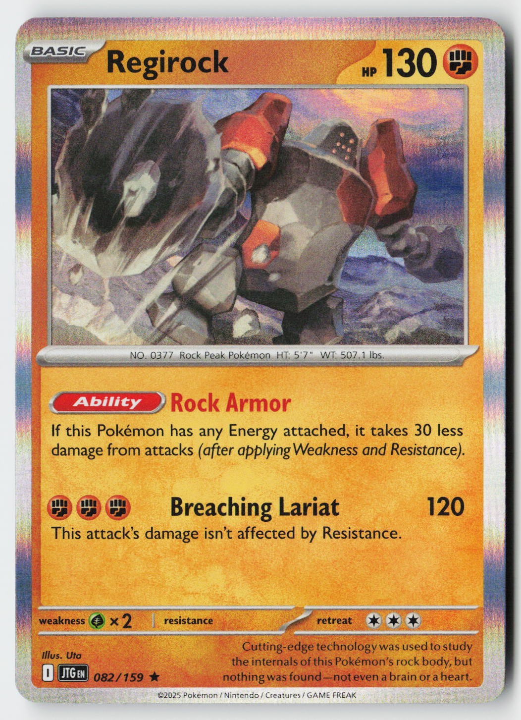 Regirock #82/159 (Holo) (NM) SV09: Journey Together JTG Pokemon