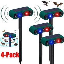 4x Outdoor Solar Motion Sensor Alarm 130dB Loud Sound Siren Alarm 4 Modes Garden