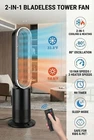 Tower Fan Space Heater 34" Bladeless 2-in-1 80° Oscillating Remote 9H Timer