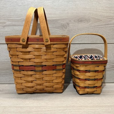 Longaberger Patriotic Basket Lot of Two Americana American Flag USA Vintage