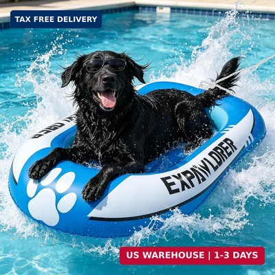 EXPAWLORER Inflatable Dog Pool Float Raft with Handle & Rope, 59''x35'' Pool Float