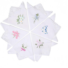 Handkerchiefs for Women, 100 Cotton Lace Handkerchief - 6 Pack White Ladies ...