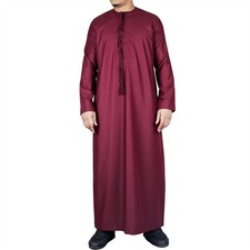 Men's Wine Thobe Emirati Islamic Clothing String Tassel  Thobez