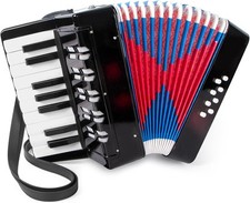 Accordion, 17 Keys Piano Accordion for Kids Students 8 Bass 17-Key, Black