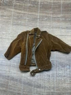 Vintage Barbie Ken Doll Jacket Brown Faux Suede Motorcycle Biker Style Mattel