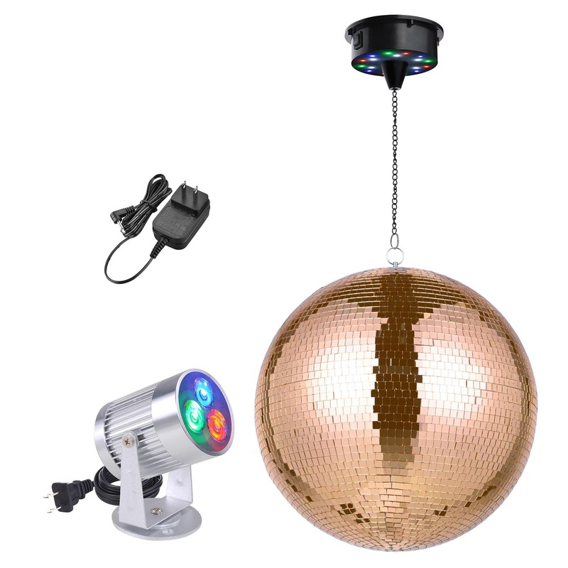 AplusChoice 16" Big Disco Ball Motor and Light 6RPM Rotator & 3W RGB Spotlight