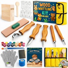 Wood Carving Whittling Kit for : Wood Carving Tool Set with Round-Tip Safety ...