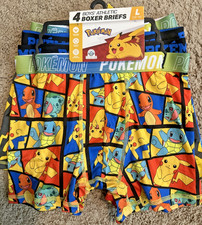 BOXER BRIEFS POKEMON 4 BOYS ATHLETIC SIZE L 10/12 