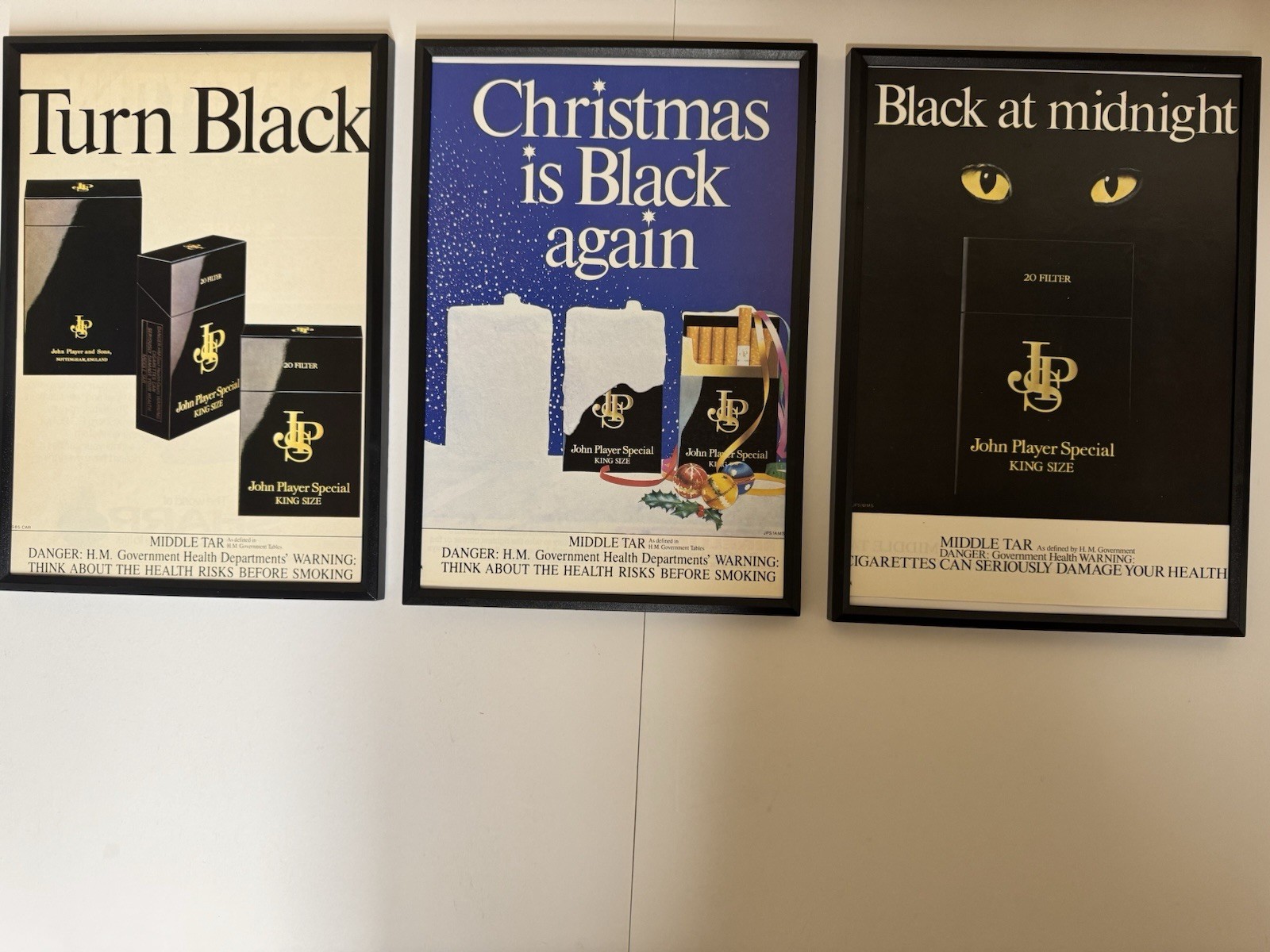 Joblot 3x Framed Original 80’s JPS Cigarettes Magazine Advert Poster Retro e