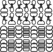 56 Pieces D Rings for Purse Bag Hardware 25 mm Black Color