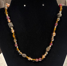 Multicolor Glass Beaded Necklace, Round Beads Ball/Bead Chain, Lobster