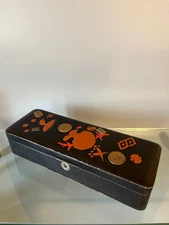 Late 19 Century Japanese Lacquer Box with Applied Coins