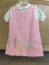 Vintage the Frog Pond Applique Duck Pink Jumper Dress w/Blouse Toddler Girl 2T