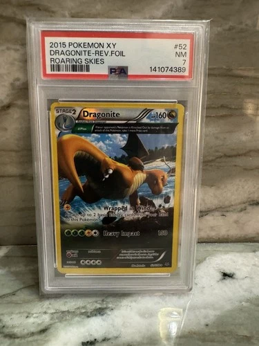 Pokémon TCG Dragonite Roaring Skies Reverse Holo Rare Card 52/108 PSA 7