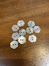 10 Antique Flower Old Stock Mother of Pearl 2Hole  buttons 1/2 Inch