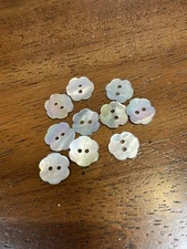 10 Antique Flower Old Stock Mother of Pearl 2Hole  buttons 1/2 Inch