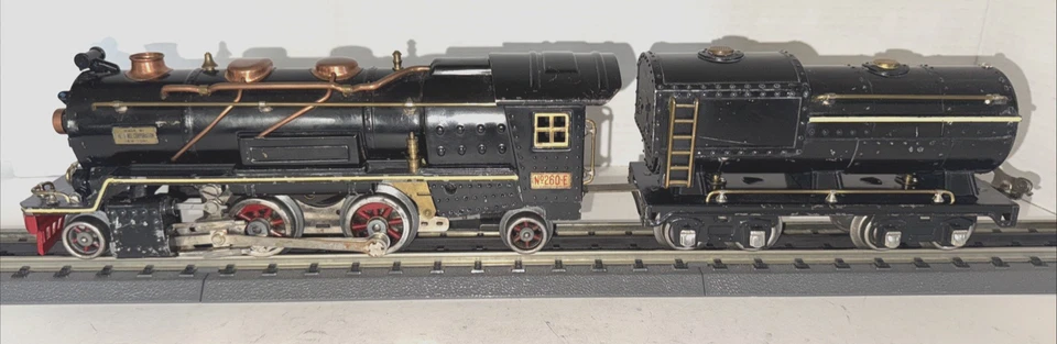 LIONEL PREWAR 1930 ONLY O-GAUGE 260E LOCOMOTIVE W/TENDER CREAM STRIPE - RUN - Image 2 of 4