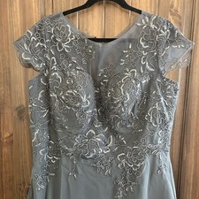 Mother Of The Bride Wedding Formal Dress Size 18 Rehearsal Dance Sequins Grey