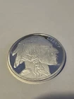 Liberty Indian 1 Ounce Silver Coin  Buffalo On Back Of Coin In Plastic Sleeve
