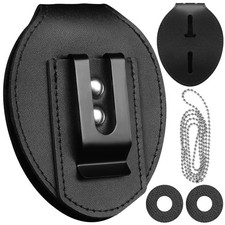 Police Badge Holder Belt Clip, Universal 3.9 inches x 3.1 inches, Black