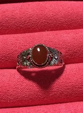 Sterling silver sunflower Redstone ring size 8