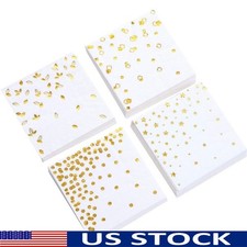 100 Pack Gold Foil Cocktail Napkins 3-Ply Assorted Designs Party Supplies Events