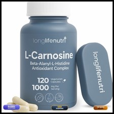 LongLifeNutri L-Carnosine 1000mg Beta-Alanyl-L-Histidine 120 Vegetarian Capsules