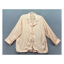 VTG Victorias Secret Gold Label 100 Silk Pajama Top Peach Pink Small 14282