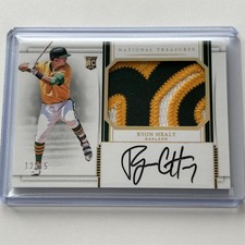 Ryon Healy 2017 Panini National Treasures RPA Rookie Patch Auto Card /15 #182. rookie card picture