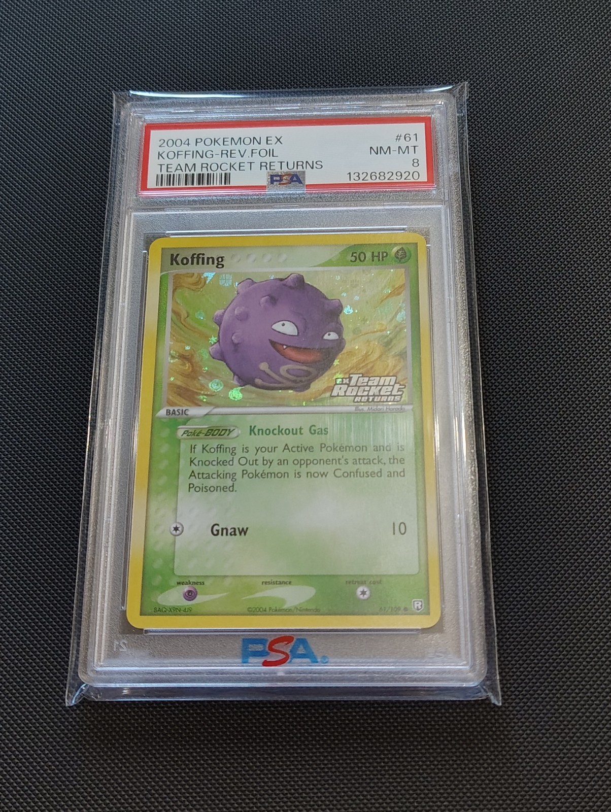 2004 POKEMON EX TEAM ROCKET RETURNS #61 KOFFING-REVERSE FOIL PSA 8