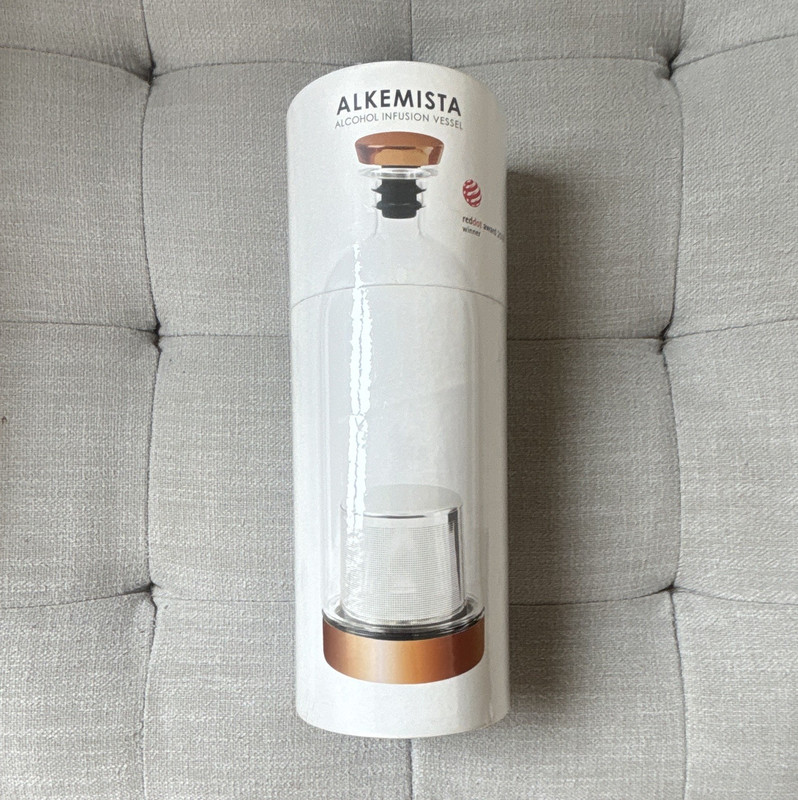 Alkemista Alcohol Infusion Vessel with Filter, Clear Glass Cocktail Theme