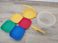 Tupperware Toys Kid's Mini Party Set Cake Taker Server Plates Primary Colors