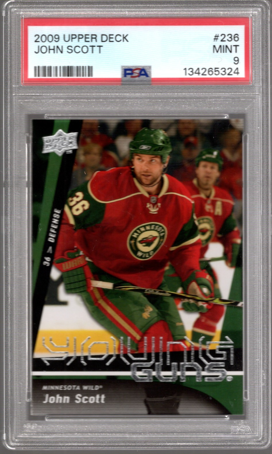 JOHN SCOTT 2009-10 Upper Deck Young Guns #236 ROOKIE PSA 9 Mint Minnesota RC