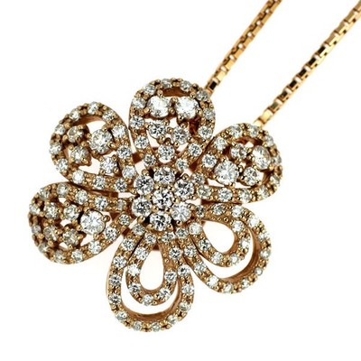 Brand New K18PG Diamond Pendant Necklace 1.00ct Flower Free Shipping from Japan