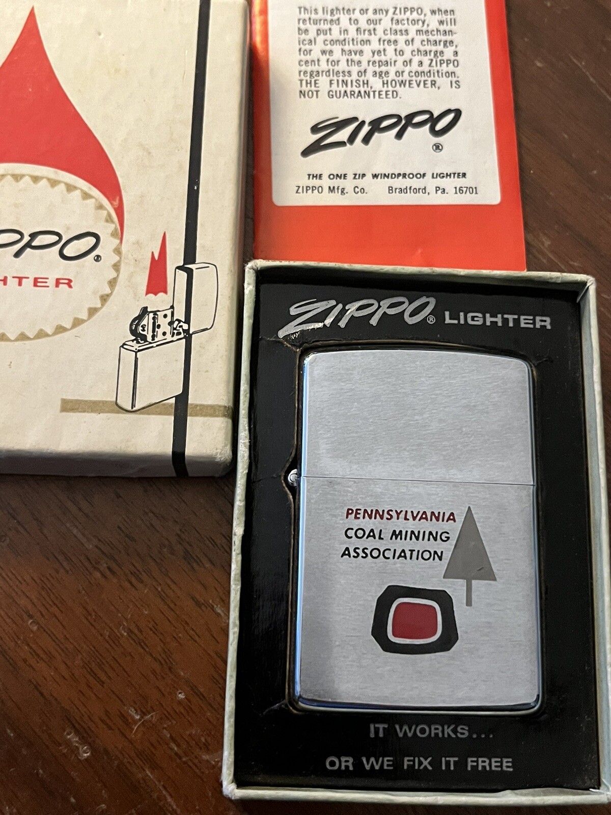 Vintage Zippo 1966 Lighter Pennsylvania Coal Mining Assoc. EXC IN BOX