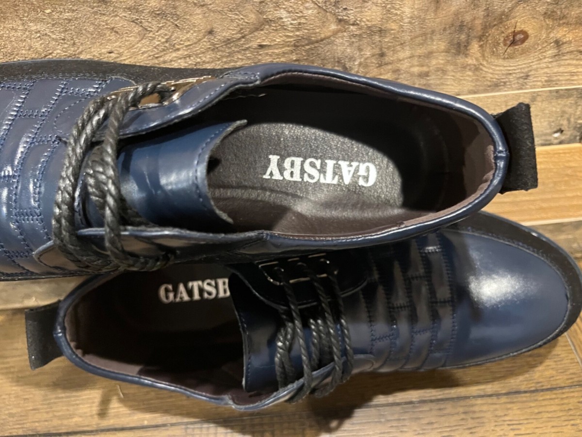 GATSBY Oxford Derby Leather Lace Up Dress Shoes Blue & Black  display picture 1