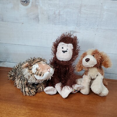 Lot of 3 Webkinz Ganz Tiger Monkey Cocker Spaniel Plush Stuffed Animal lil kinz