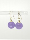 14k Yellow Gold Lavender Purple Jade Drop Dangle Earrings — photo 1