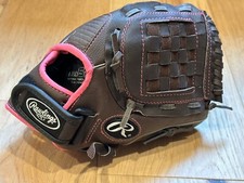 Rawlings 11 Inch RHT Fastpitch Softball Glove Mitt Leather Brown/Pink FP11T