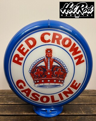 #ad RED CROWN GASOLINE Reproduction 13.5quot; Gas Pump Globe Blue Body $175.00