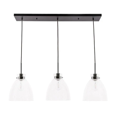 Living District Frey 3-Light Mid-Century Metal Pendant in Black and Clear - Picture 5 of 7