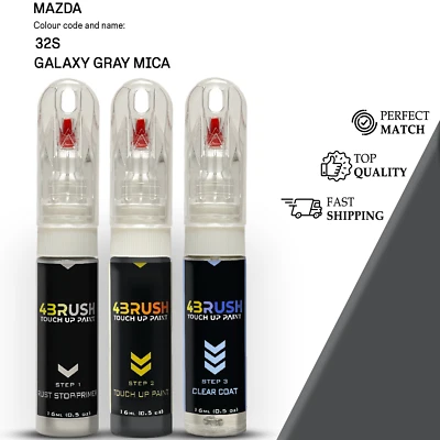 4BRUSH for MAZDA 32S GALAXY GRAY MICA Touch Up Paint Scratch Repair Remove Kit Pen New