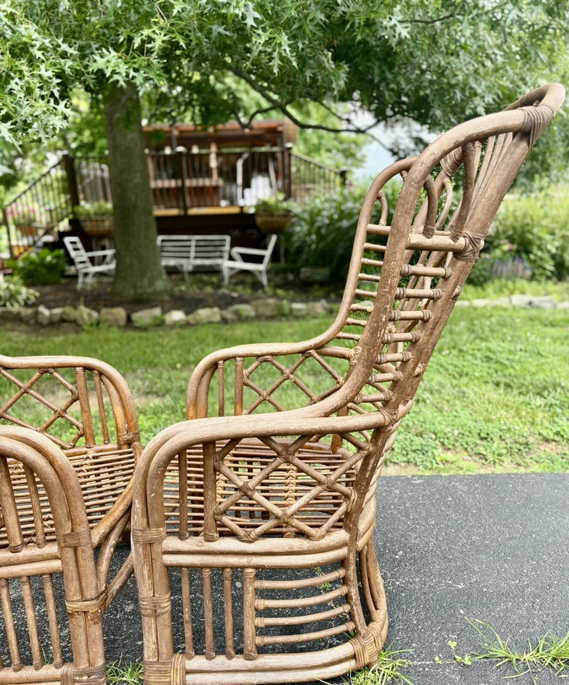 Pair of Vintage Chinoiserie Bamboo Chairs Bentwood Boho Modern Cottage Captains - Image 4 of 4